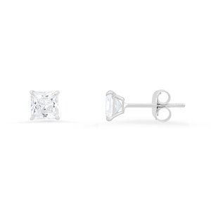 Real 10k White Gold Diamond Stud Earrings - 0.80 CTW